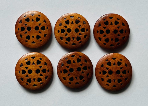 Rustic Brown Cut Out Wooden Buttons, 20mm Sewing Supplies