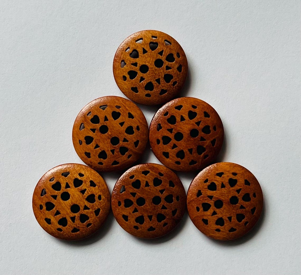 Rustic Brown Cut Out Wooden Buttons, 20mm Sewing Supplies